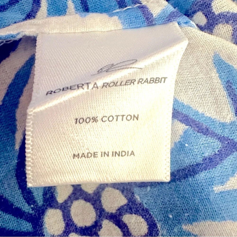 Roberta Roller Rabbit Embroidered Blue White Swim Beach Coverup Size Small